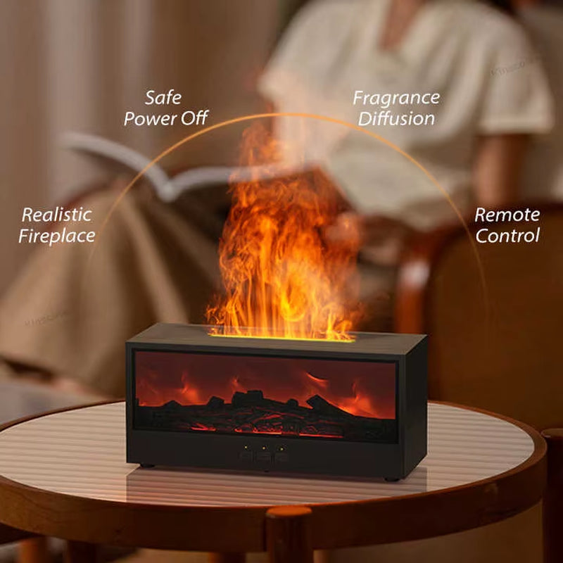 Creative Simulation Fireplace Humidifier Aromatherapy Diffuser Flame Fireplace Ultrasonic Humidifier with Remote