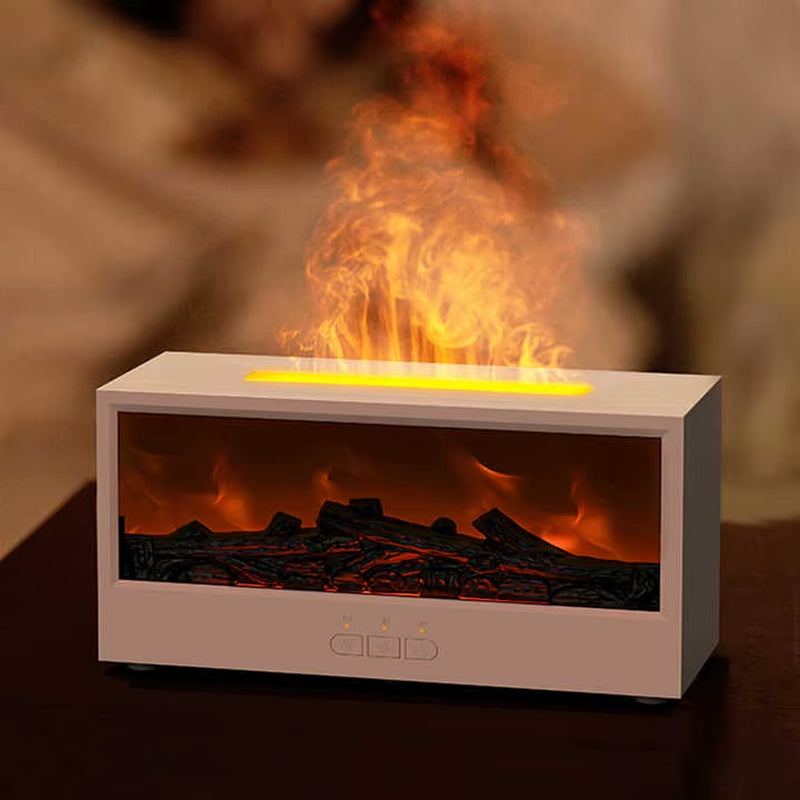 Creative Simulation Fireplace Humidifier Aromatherapy Diffuser Flame Fireplace Ultrasonic Humidifier with Remote
