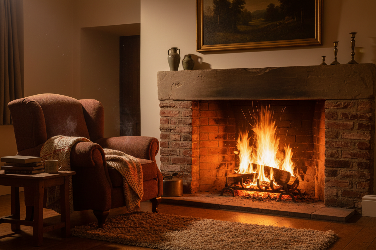 Cozy fireplace