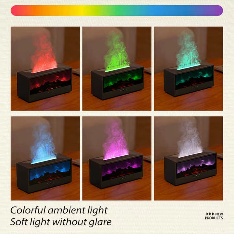 Creative Simulation Fireplace Humidifier Aromatherapy Diffuser Flame Fireplace Ultrasonic Humidifier with Remote