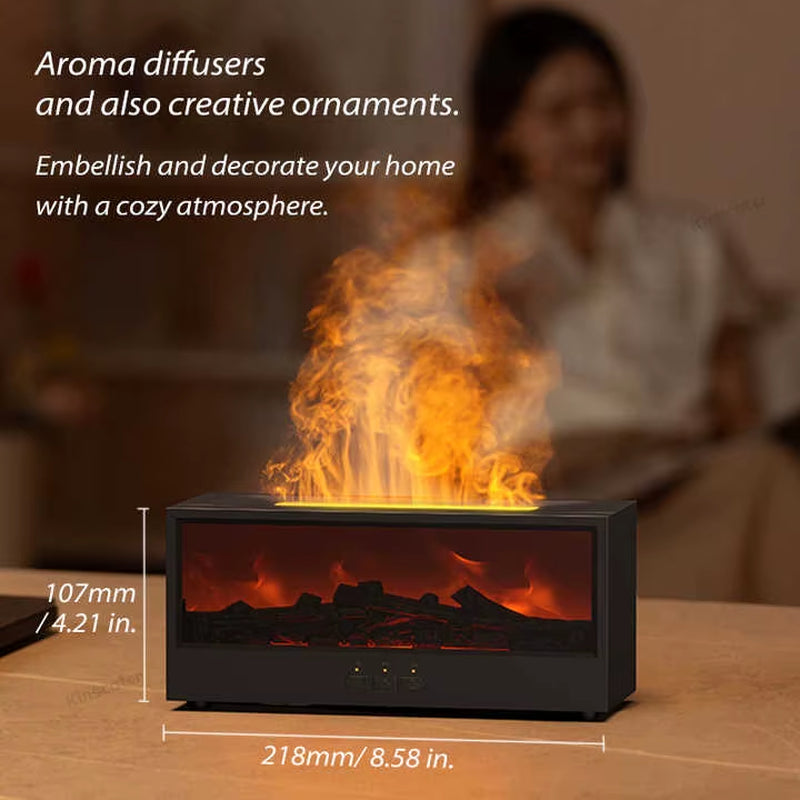 Creative Simulation Fireplace Humidifier Aromatherapy Diffuser Flame Fireplace Ultrasonic Humidifier with Remote